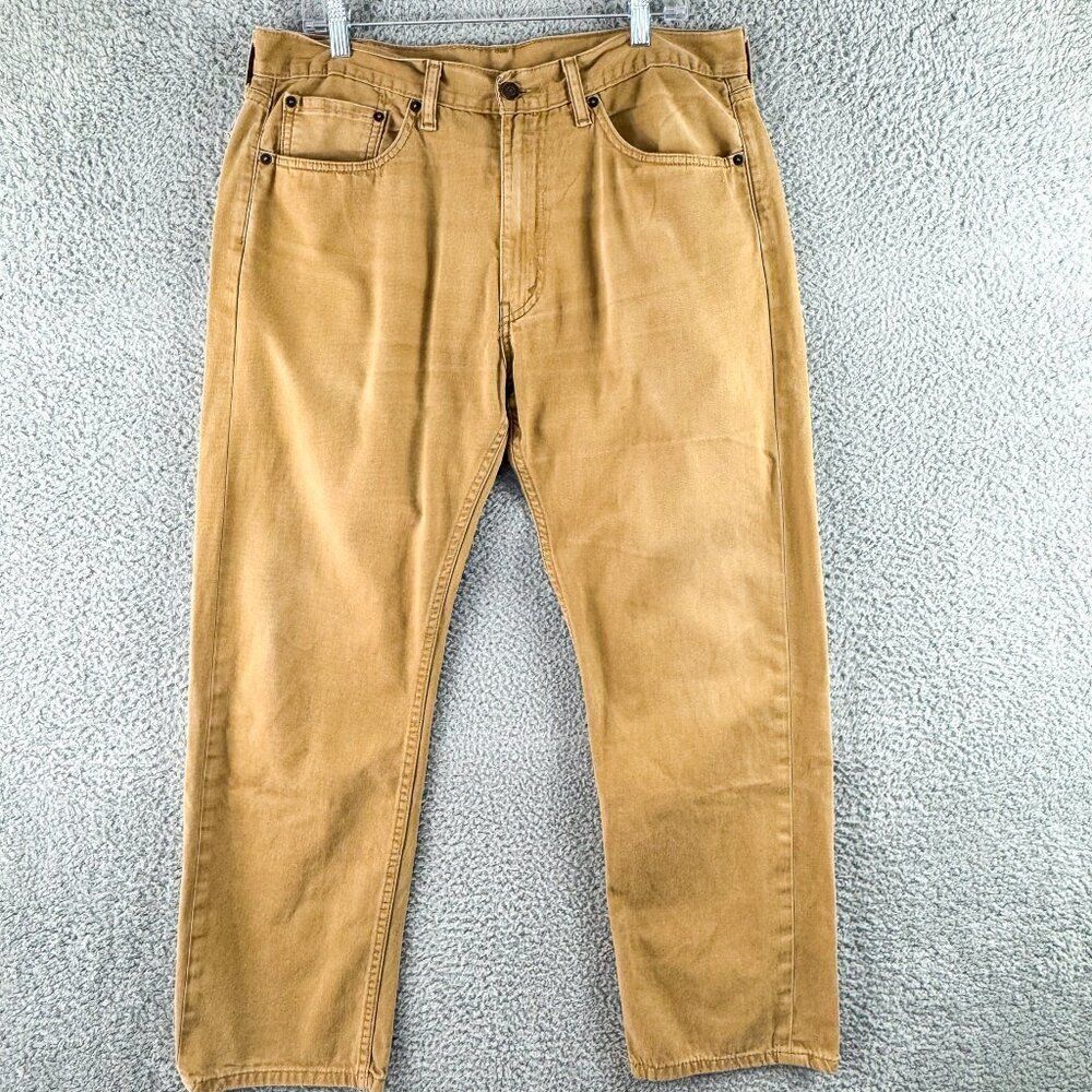 Levis 505 Jeans Mens 36 Tan Straight Leg Casual‎ Outdoor Western Cowboy Camping